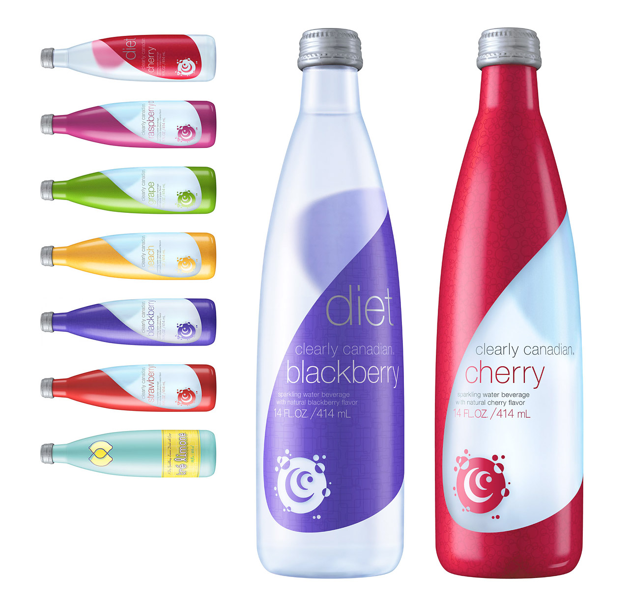 Product rendering: Clearly Canadian water beverage